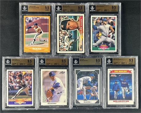 1988-1991 Nolan Ryan BGS 9.5 GEM MINT Graded Lot (6)