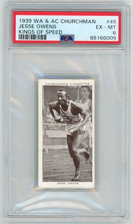 1939 WA&AC Churchman Kings of Speed #45 Jesse Owens PSA 6 EXMT
