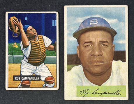 1951-1954 Bowman Roy Campanella Raw Lot (2)