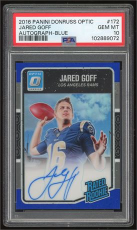 2016 Donruss Optic #172 Jared Goff Rated Rookie Auto Blue 6/75 PSA 10 GEM MINT