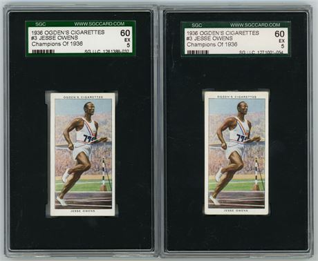 1937 Ogden's Champions of 1936 #3 Jesse Owens SGC 5 EX Lot (2)