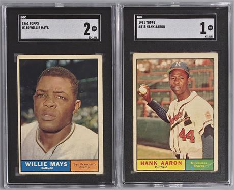 1961 Topps SGC Graded Star Lot (2) Aaron/Mays