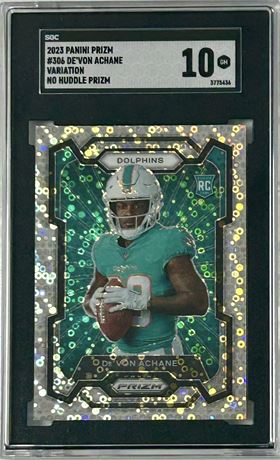 2023 Panini Prizm #306 De'Von Achane RC Variation No Huddle Prizm SGC 10 READ