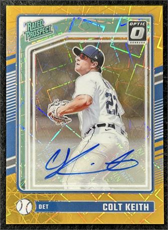 2024 Donruss #153 Colt Keith Rated Prospect RC Gold Velocity Auto SP 01/10