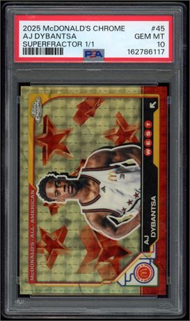 2025 Topps Chrome #45 AJ Dybantsa Superfractor 1/1 McDonald's PSA 10