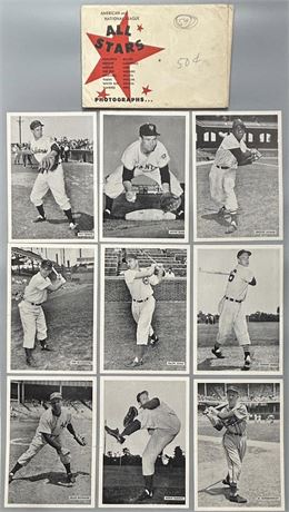 1954 All-Star Photo Pack Lot of 9 Plus Envelope w/ Minoso, Kiner, Roberts