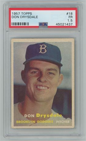 1957 Topps #18 Don Drysdale PSA 1.5 FAIR