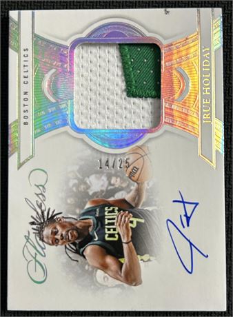 2024 Panini Flawless 14/25 Jrue Holiday 2 Color Patch w/ On Card Auto