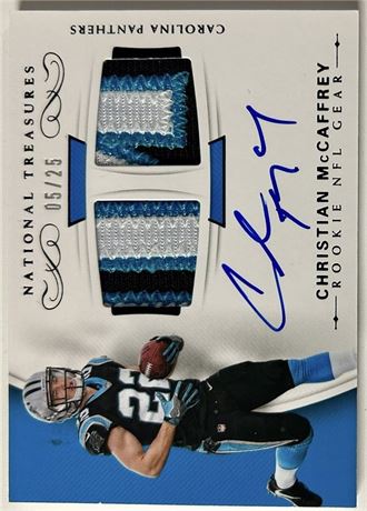 2017 Panini National Treasures 05/25 Christian McCaffrey 3 Color Patch