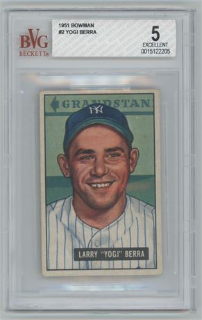 1951 Bowman #2 Yogi Berra BVG 5 EX