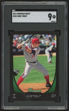2011 Bowman Draft #101 Mike Trout RC SGC 9 MINT