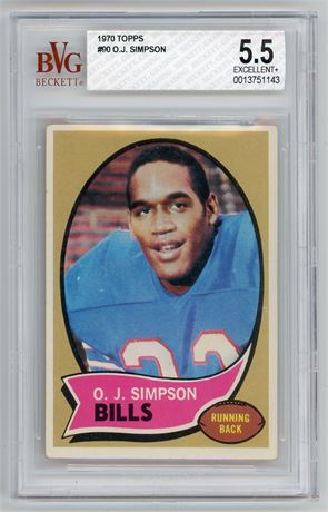 1970 Topps #90 OJ Simpson RC BVG 5.5 EX+