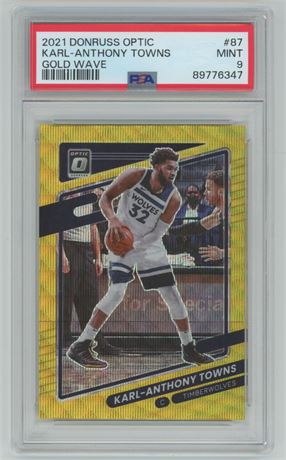 2021 Donruss Optic #87 Karl-Anthony Towns Gold Wave PSA 9 MINT