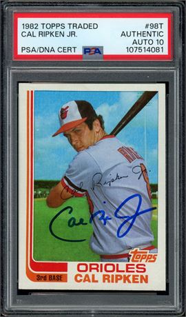 1982 Topps Traded Cal Ripken Jr RC PSA Authentic Auto 10