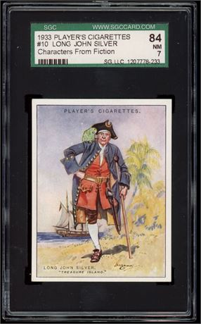 1933 Player's Cigarettes #10 Long John Silver Characters From Fiction SGC 7