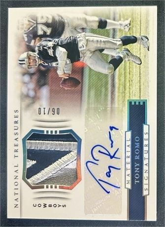 2018 Panini National Treasure 6/10 Tony Romo 3 Color Patch & Auto
