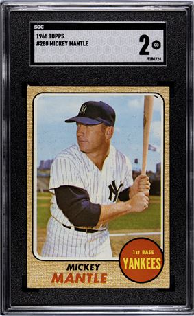 1968 Topps #280 Mickey Mantle SGC 2 GOOD (READ)