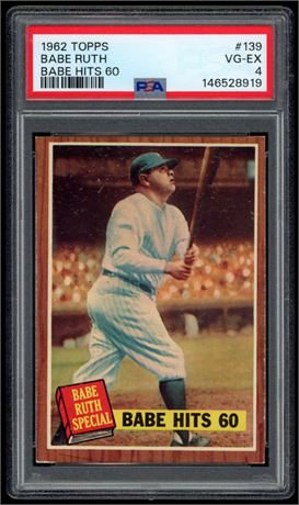 1962 Topps #139 Babe Ruth Babe Hits 60 PSA 4