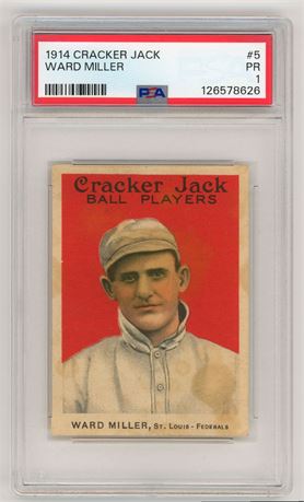 1914 Cracker Jack #5 Ward Miller PSA 1 POOR READ