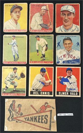 1930's-40's Raw Baseball Lot (10) w/ 1936 Yankees Logo Transfer