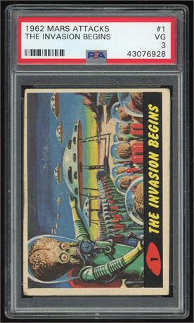 1962 Mars Attacks #1 The Invasion Begins PSA 3 VG