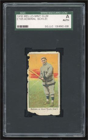 1910 E105 Mello Mint Gum Admiral Schlei SGC Authentic