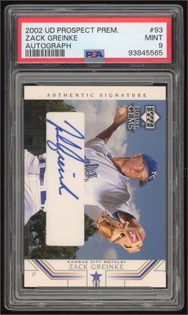 2002 Upper Dect Prospect Premium Autograph #93 Zack Greinke RC PSA 9 MINT