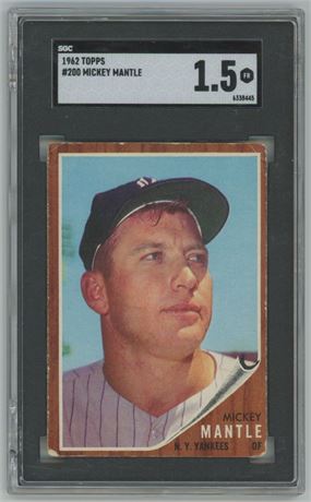 1962 Topps #200 Mickey Mantle SGC 1.5 FAIR