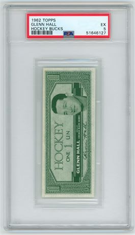 1962 Topps Glenn Hall Hockey Bucks PSA 5 EX