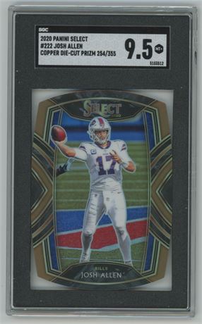 2020 Panini Select #222 Josh Allen Copper Die-cut Prizm 254/355 SGC 9.5 MINT+