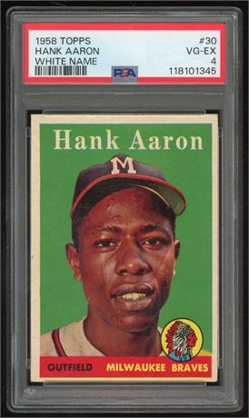 1958 Topps #30 Hank Aaron White Name PSA 4 VGEX