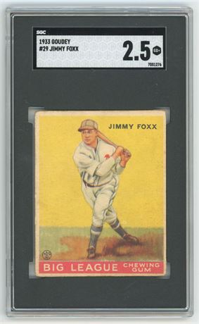 1933 Goudey #29 Jimmy Foxx RC SGC 2.5 GOOD+