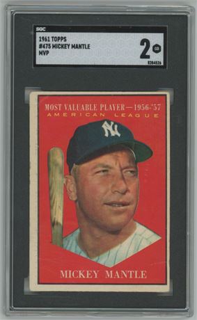 1961 Topps #475 Mickey Mantle MVP SGC 2 GOOD