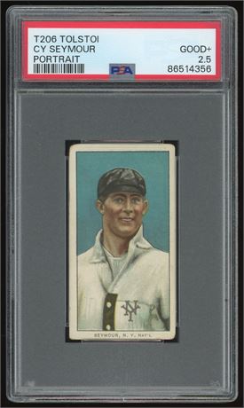 1909-1911 T206 Tolstoi Cy Seymour Portrait PSA 2.5 GOOD+ Pop 2 Only 6 Higher