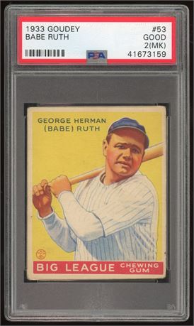 1933 Goudey #53 Babe Ruth PSA 2(MK) GORGEOUS REGISTRATION