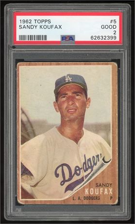 1962 Topps #5 Sandy Koufax PSA 2 GOOD