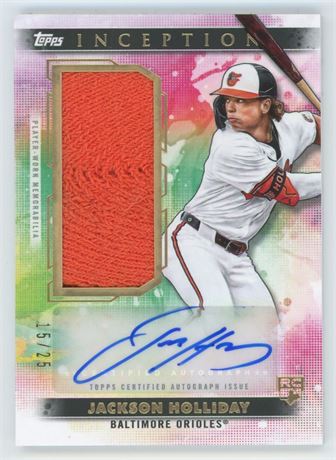 2024 Topps Inception 15/25 Jackson Holliday RPA Sock Relic