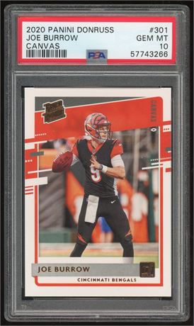 2020 Panini Donruss #301 Joe Burrow Rated Rookie Canvas PSA 10 GEM MINT