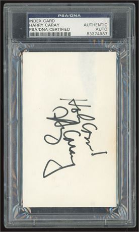 Harry Caray Signed Index Card PSA DNA Certified Auto Authentic
