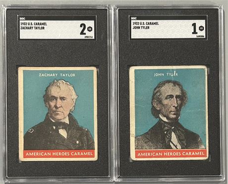 1932 US Caramel Presidents BLUE SGC Graded Lot (2) Taylor & Tyler