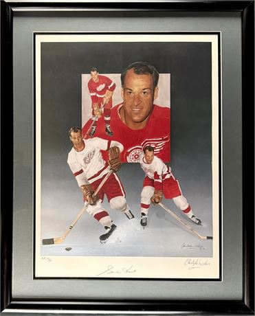Gordie Howe Signed 17X23 Limited Edition Lithograph Artist's Proof 23/50