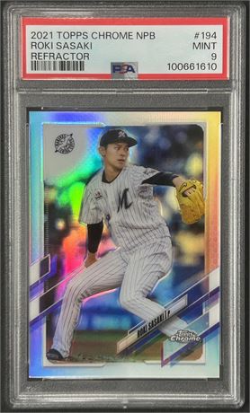 2021 Topps Chrome Nippon Professional Baseball Roki Sasaki Refractor PSA 9 MINT