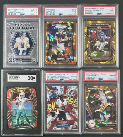 2020-23 Graded Quarterback Lot (6) w/ Burrow, Stroud, Tua RC