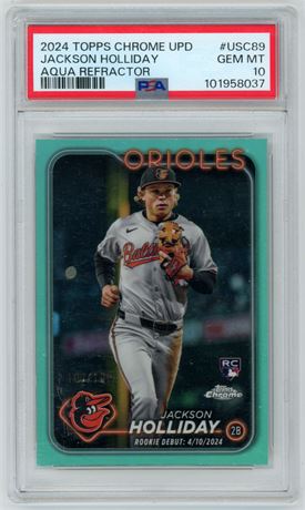 2024 Topps Chrome Update Jackson Holliday RC Aqua Refractor 107/199 PSA 10
