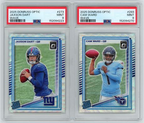 2025 Panini Donruss Optic Football Wave PSA Graded Lot (2) w/ Dart RC, & Ward RC