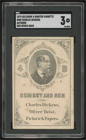 1874 Selchow & Righter Vigentte Authors Charles Dickens Red Roses Back SGC 3 VG