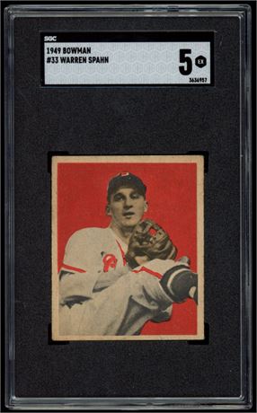 1949 Bowman #33 Warren Spahn SGC 5