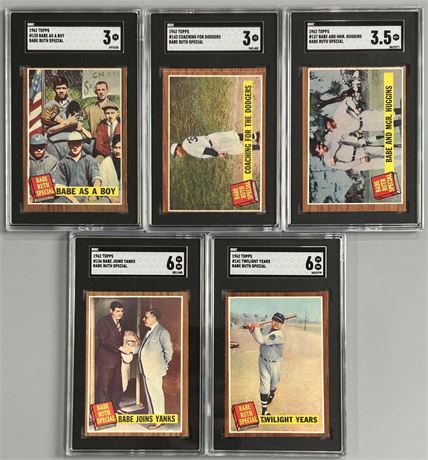 1962 Topps Babe Ruth SGC Graded Lot (5)