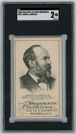 1880s Hallock & Co HD2A #492 James A Garfield SGC 2 GOOD
