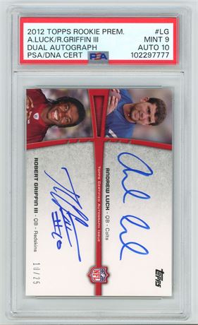 2012 Topps Rookie Premiere Luck/Griffin III RC Dual Auto PSA 9 Auto 10
